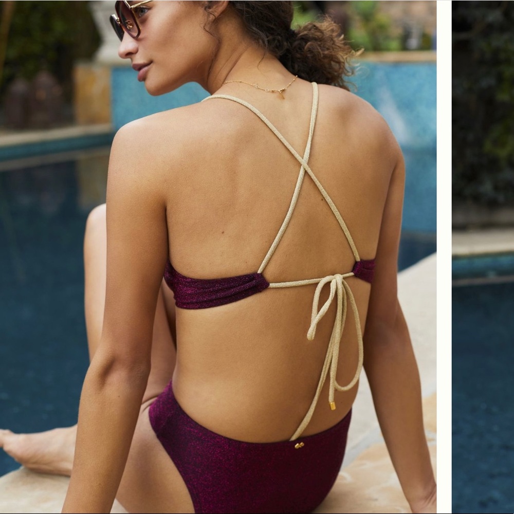 Anthropologie PQ Garnet shimmer Binkini